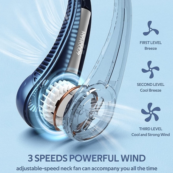 Portable Neck Fan, Hands Free Bladeless Fan, 360° Cooling Personal Fan quiet Fan - Picture 4 of 6